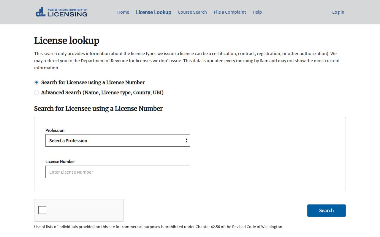 Longview people search Washington professional license lookup
