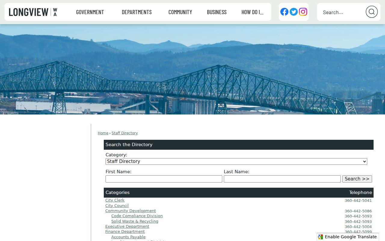 Longview people directories city category and name search