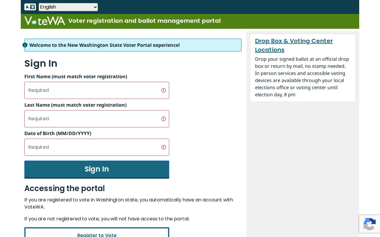 Longview voter registration records VoteWA identity form